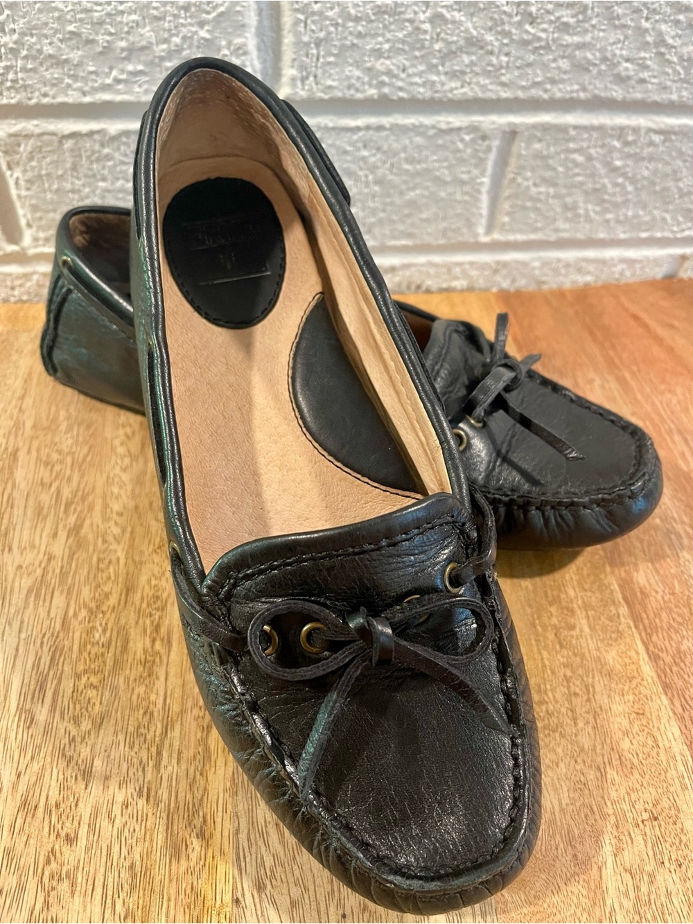 Frye Reagan Campus Driver Black Leather Driving Moccasin, Slip-on Loafer Size 6